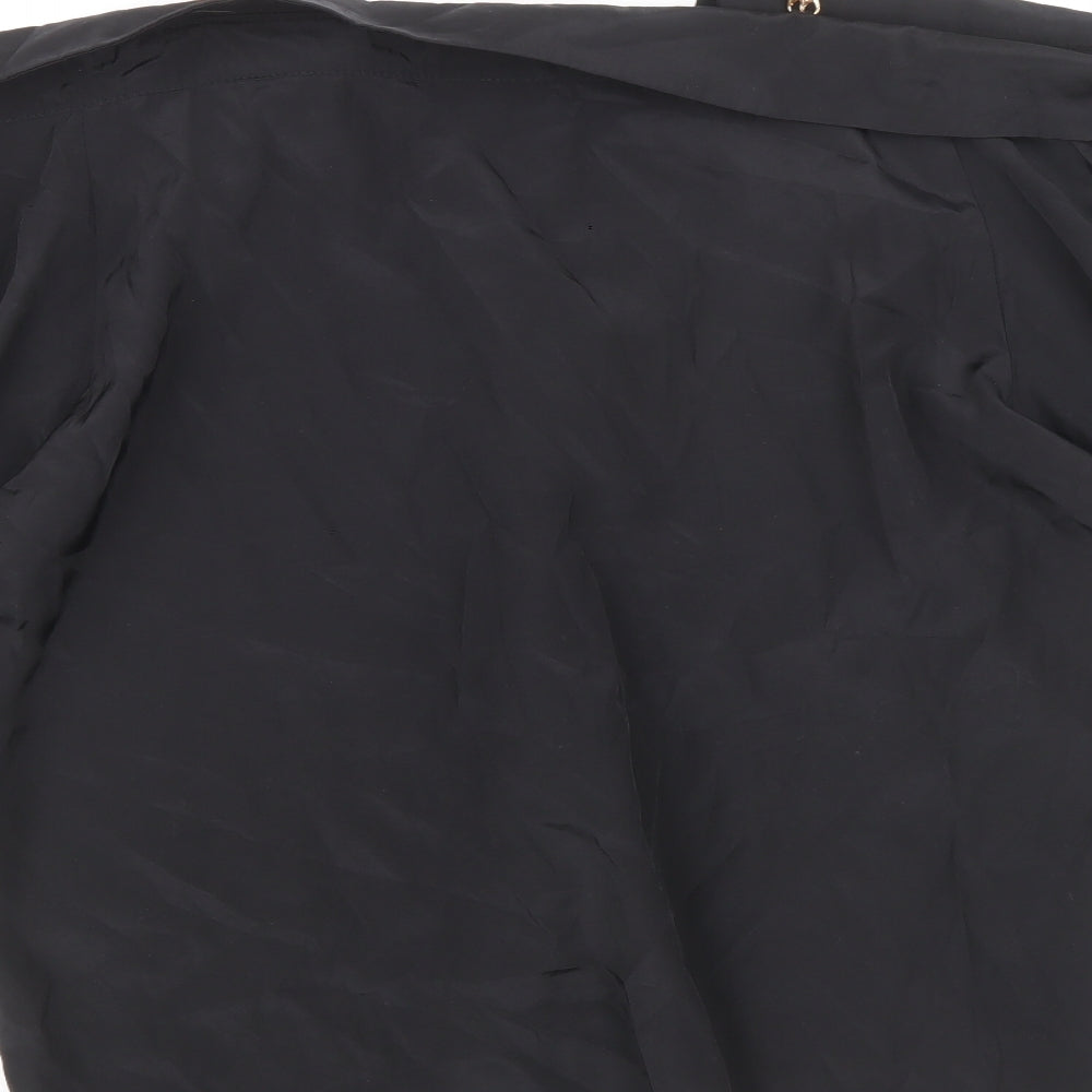 SheIn Womens Black Polyester Basic Button-Up Size 8 Off the Shoulder - Chain Straps