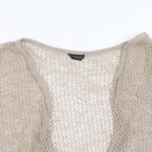 Topshop Womens Beige V-Neck Nylon Cardigan Jumper Size 8