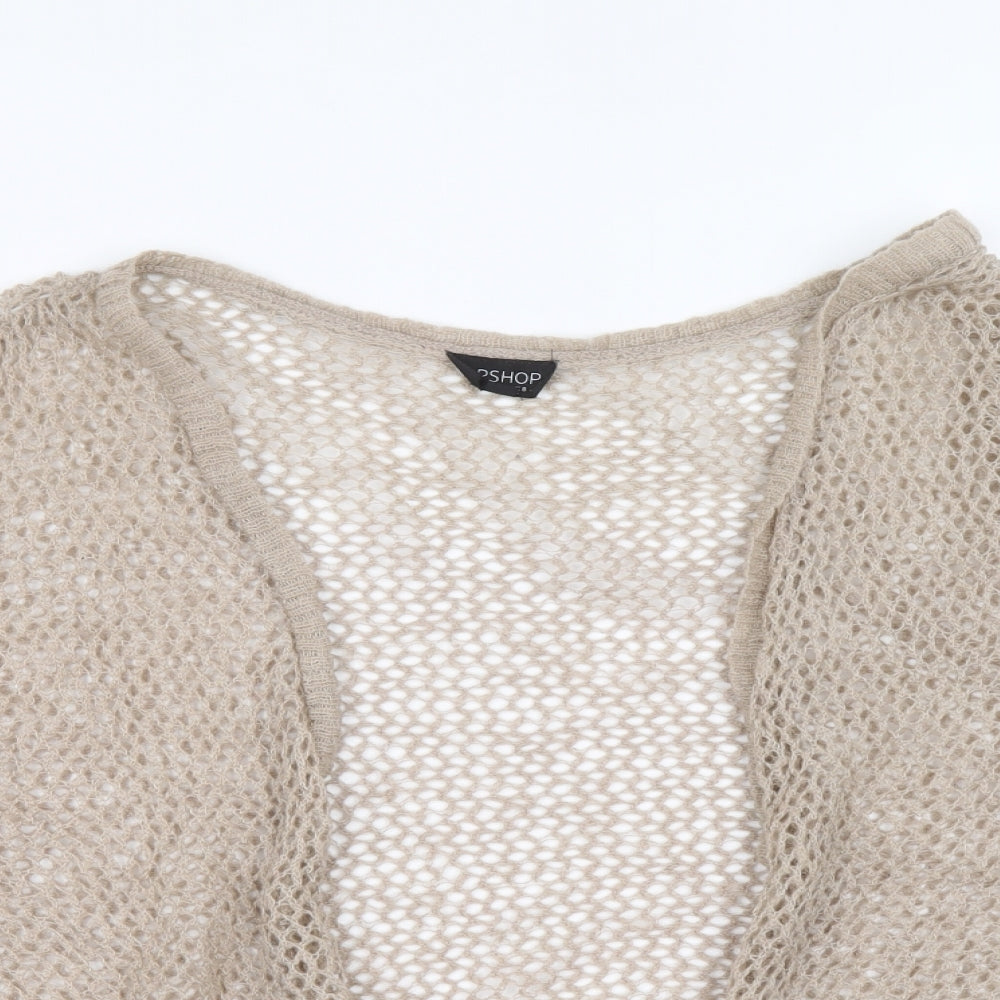 Topshop Womens Beige V-Neck Nylon Cardigan Jumper Size 8