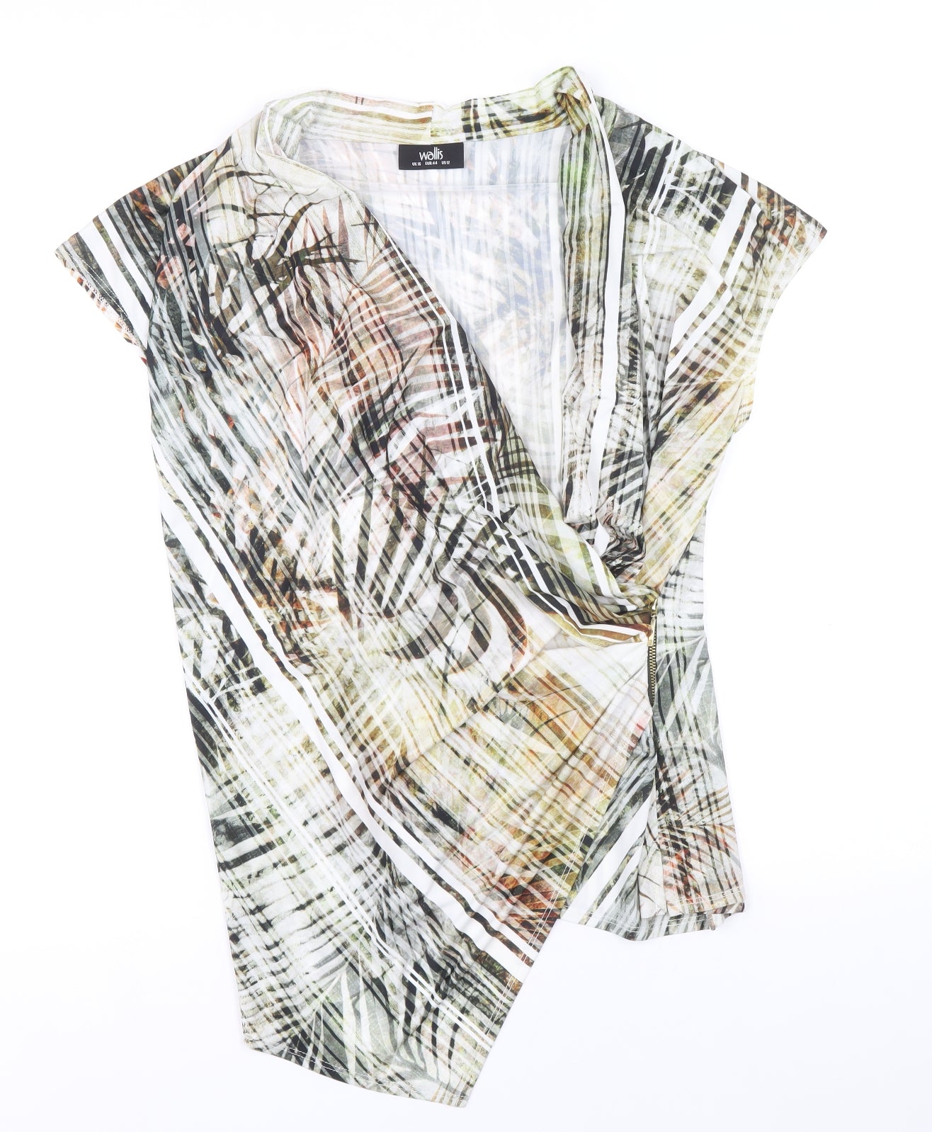 Wallis Womens Multicoloured Geometric Polyester Basic Blouse Size 16 V-Neck - Asymmetric