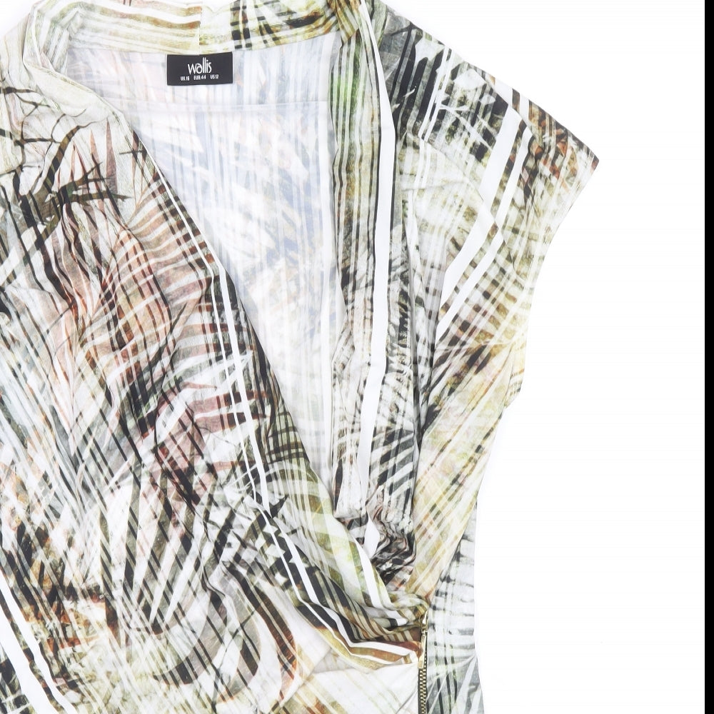 Wallis Womens Multicoloured Geometric Polyester Basic Blouse Size 16 V-Neck - Asymmetric