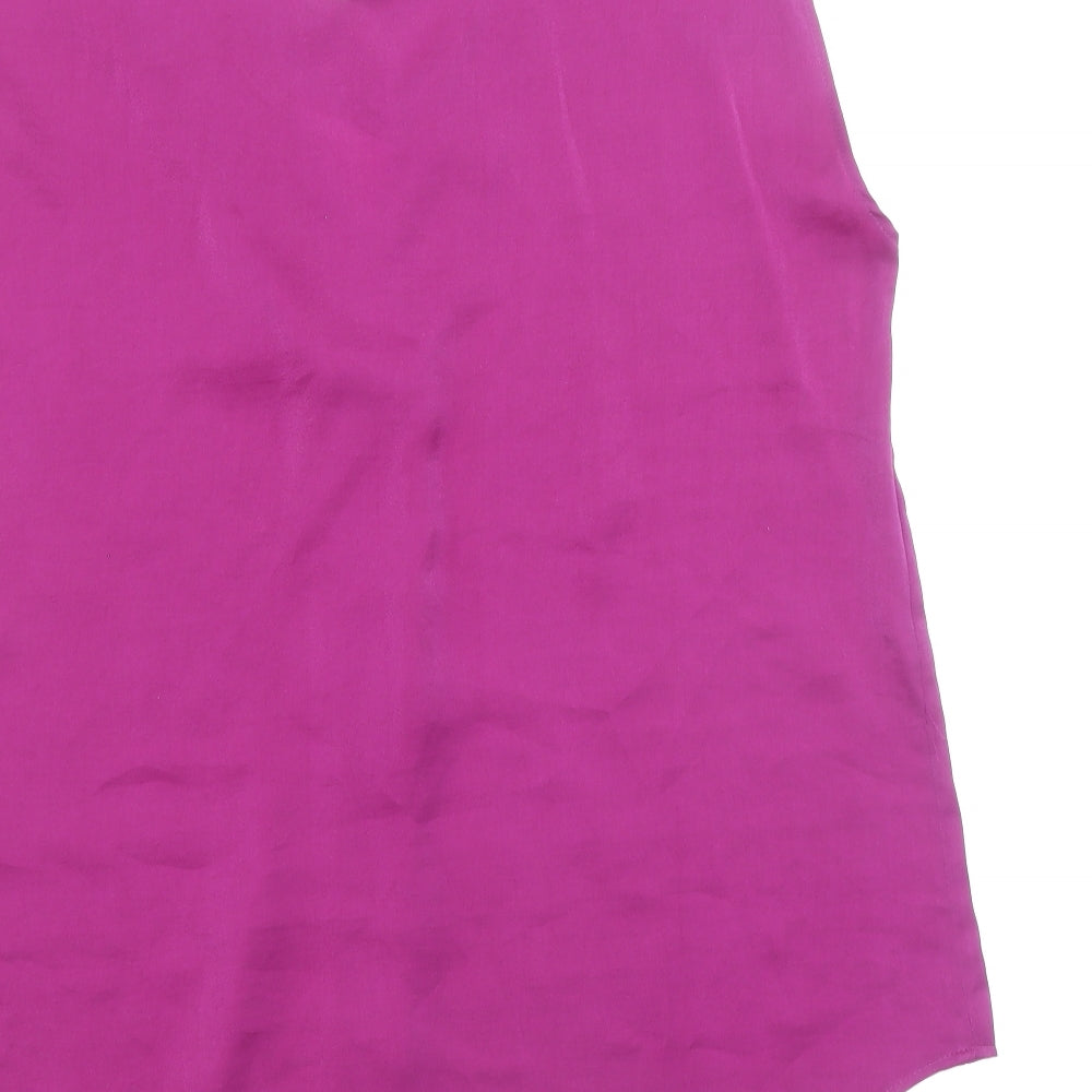 Marks and Spencer Womens Purple Polyester Basic Blouse Size 8 V-Neck