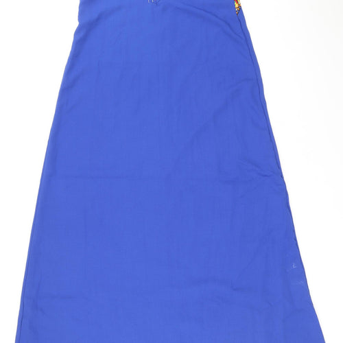 SheIn Womens Blue Geometric Polyester A-Line Size 6 V-Neck Pullover