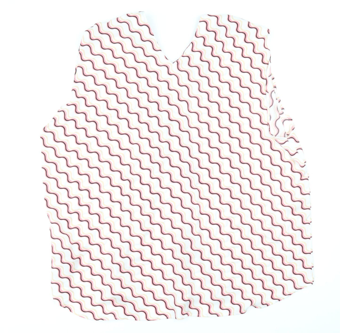 Marks and Spencer Womens White Geometric Polyester Basic Blouse Size 22 V-Neck