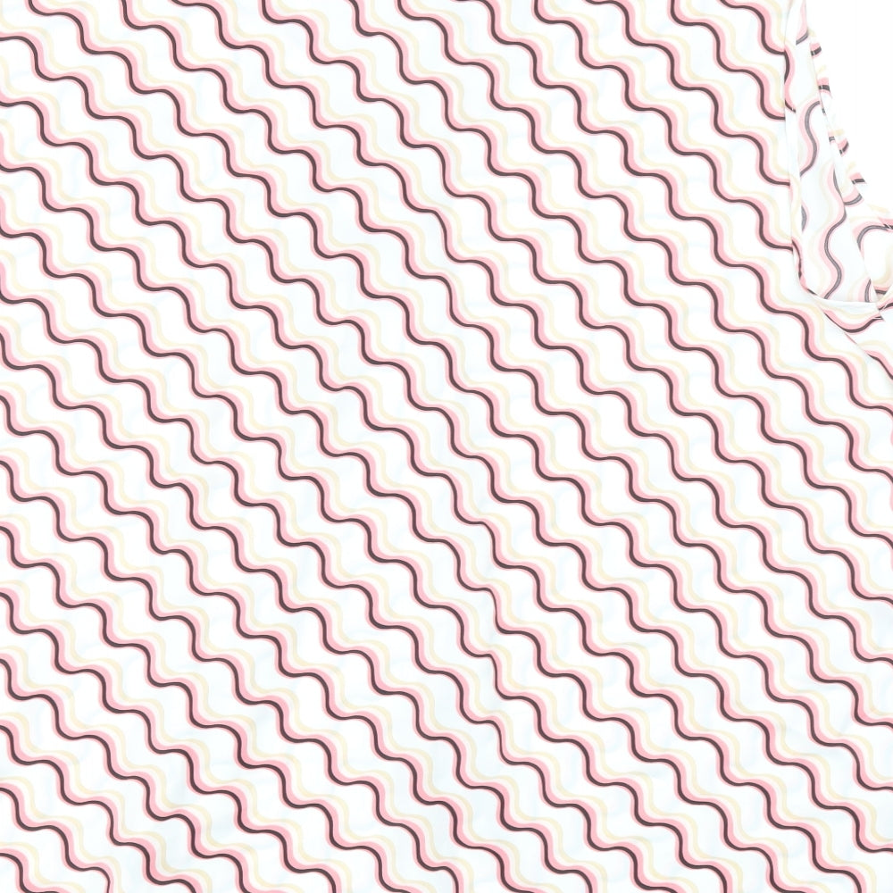 Marks and Spencer Womens White Geometric Polyester Basic Blouse Size 22 V-Neck