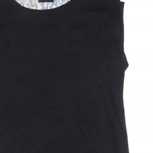 Wallis Womens Black Animal Print Polyester Basic Tank Size 14 Boat Neck