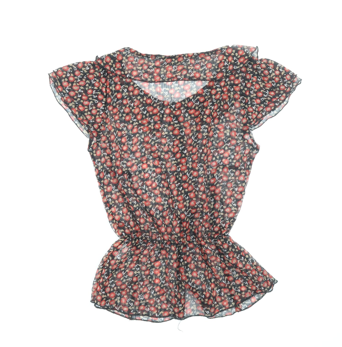 AMARANTO Womens Multicoloured Floral Polyester Basic Blouse Size 16 Boat Neck