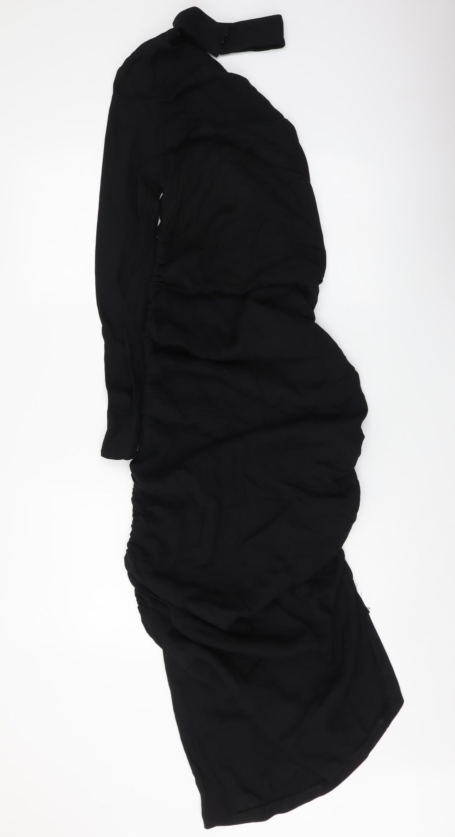 Zara Womens Black Polyester Bodycon Size L Halter Zip