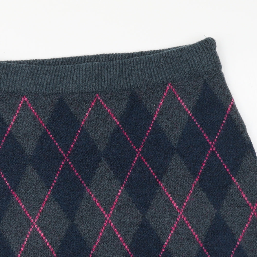 Primark Womens Blue Geometric Polyester A-Line Skirt Size M