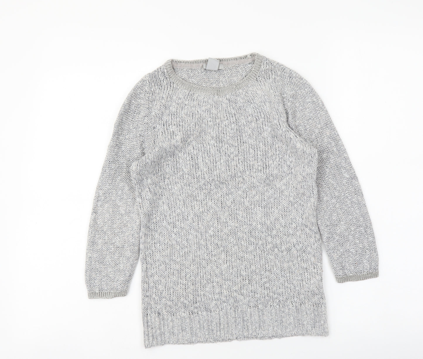H&M Womens Grey Round Neck Acrylic Pullover Jumper Size XS