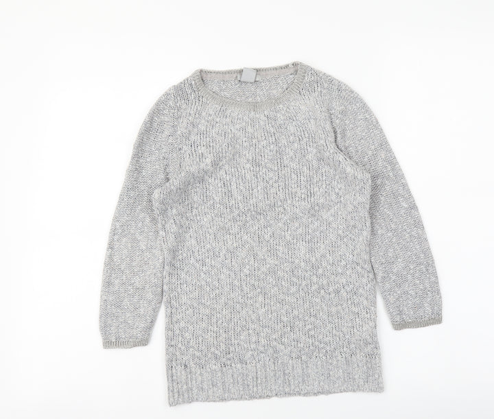 H&M Womens Grey Round Neck Acrylic Pullover Jumper Size XS