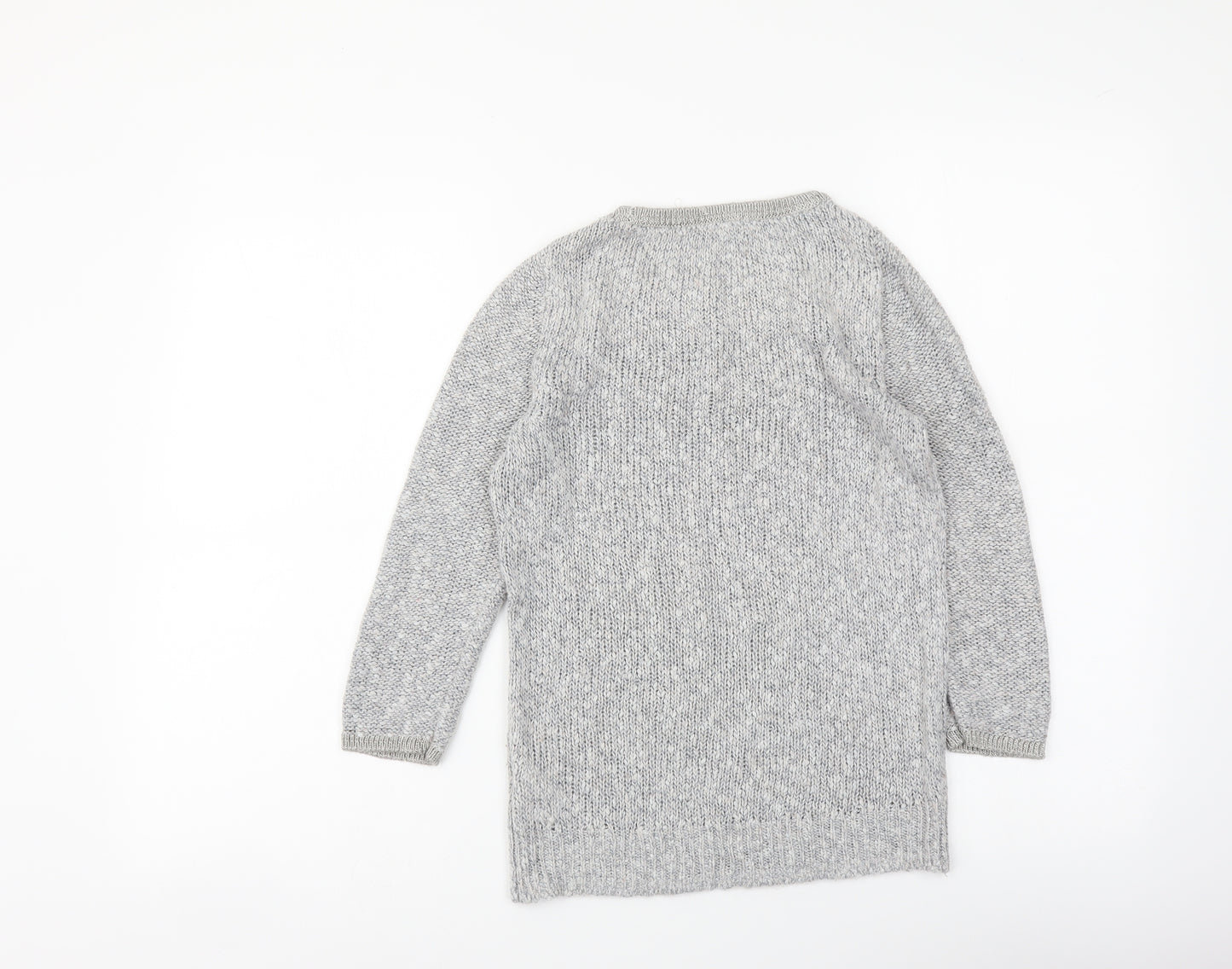 H&M Womens Grey Round Neck Acrylic Pullover Jumper Size XS