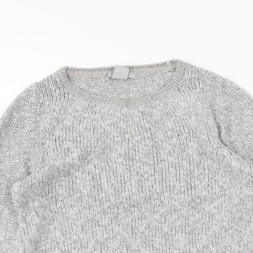 H&M Womens Grey Round Neck Acrylic Pullover Jumper Size XS