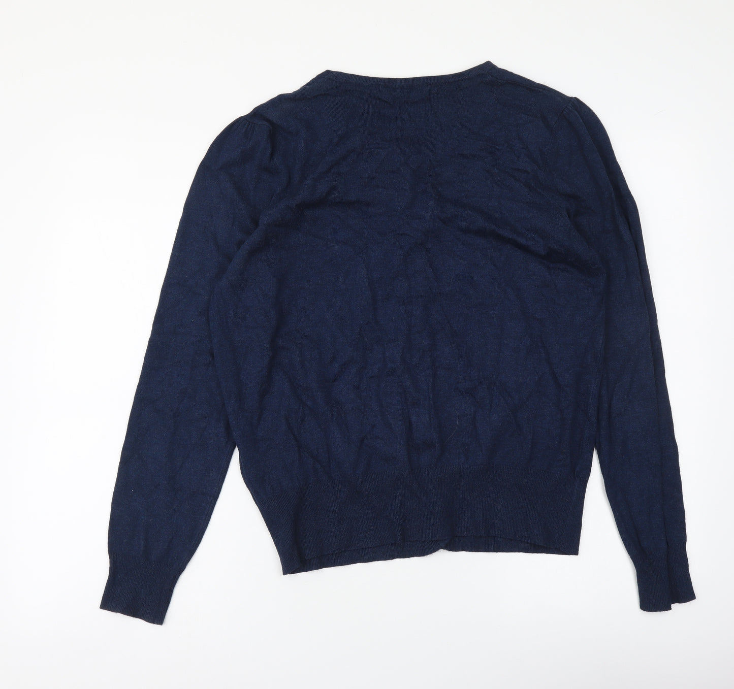 Marks and Spencer Womens Blue Round Neck Viscose Cardigan Jumper Size M
