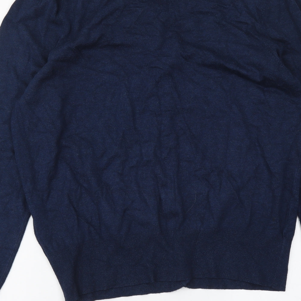 Marks and Spencer Womens Blue Round Neck Viscose Cardigan Jumper Size M