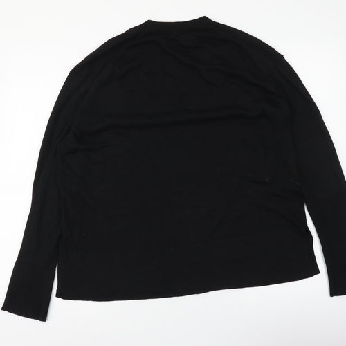 Zara Womens Black V-Neck Polyester Pullover Jumper Size M