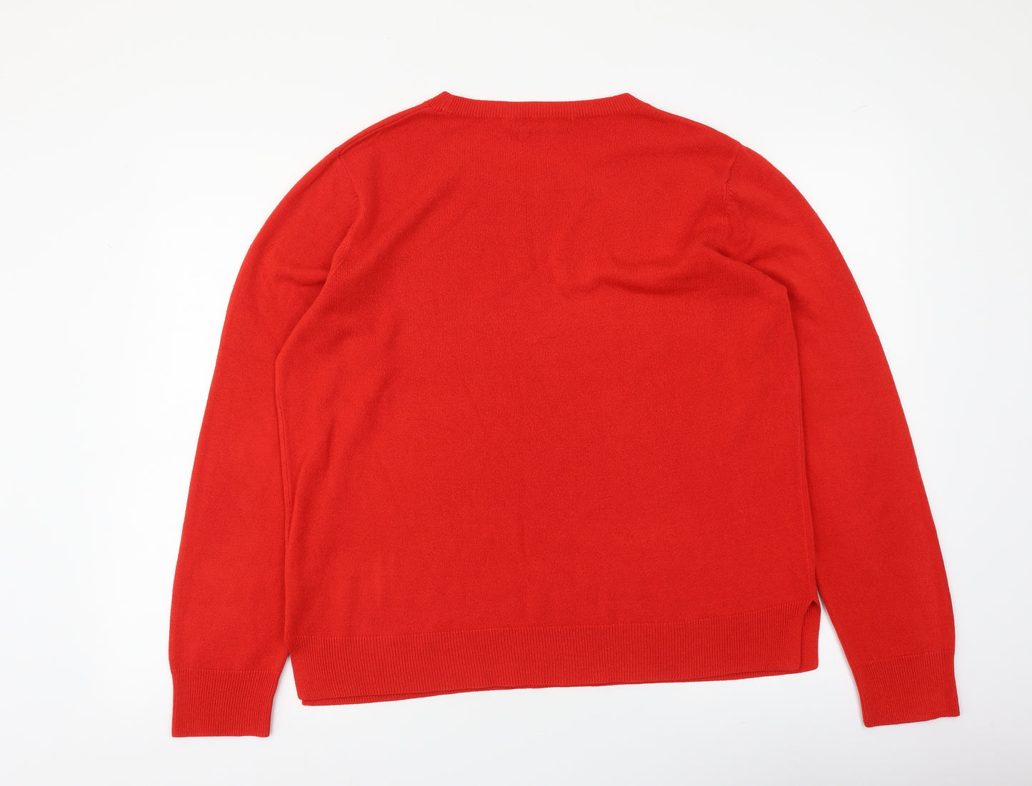 Marks and Spencer Womens Red Round Neck Viscose Pullover Jumper Size 18