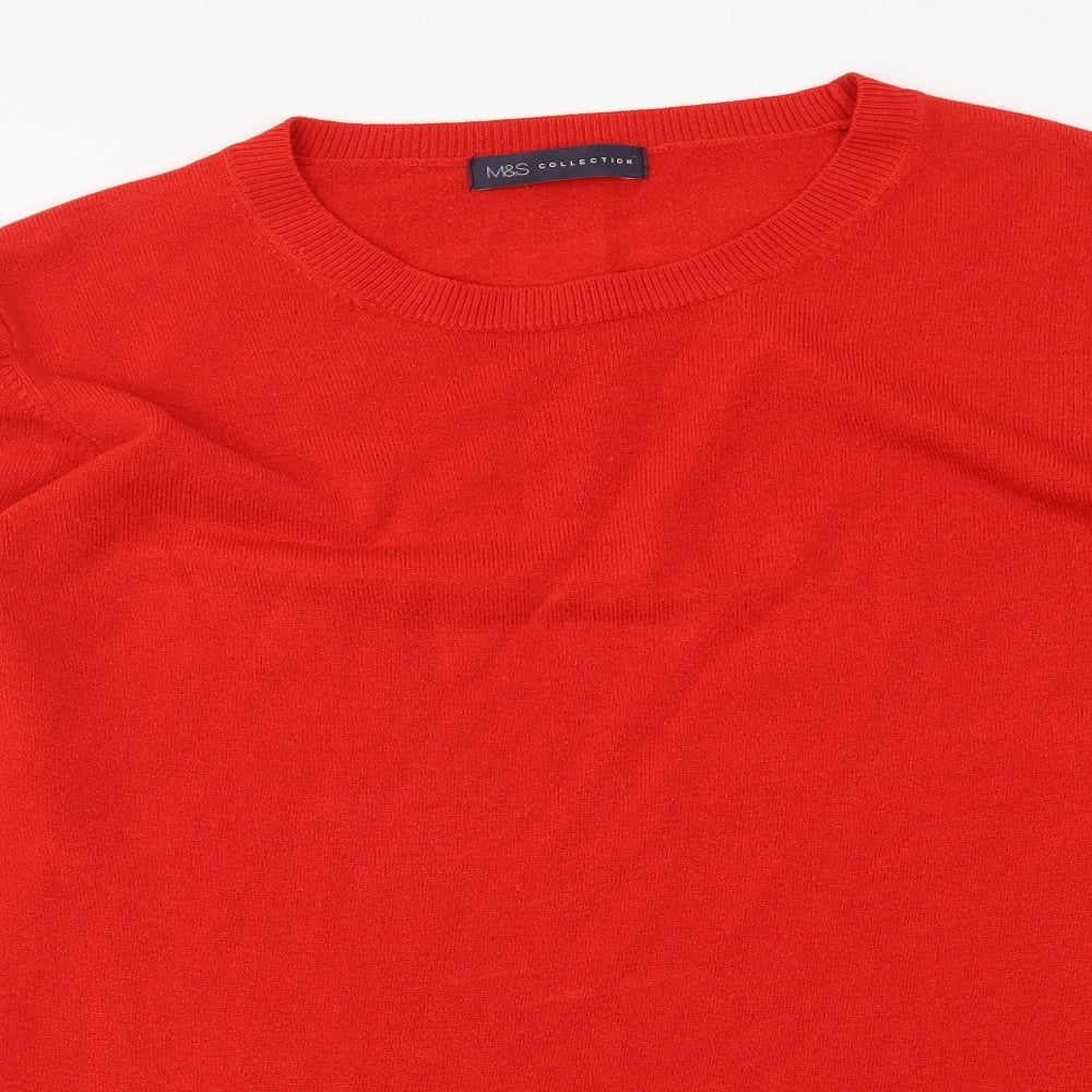 Marks and Spencer Womens Red Round Neck Viscose Pullover Jumper Size 18
