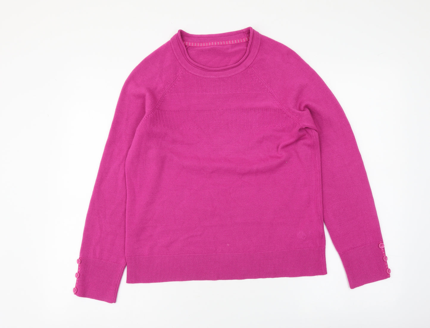 Marks and Spencer Womens Purple Round Neck Acrylic Pullover Jumper Size 14