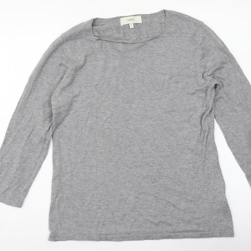 NEXT Womens Grey Round Neck Cotton Pullover Jumper Size 12