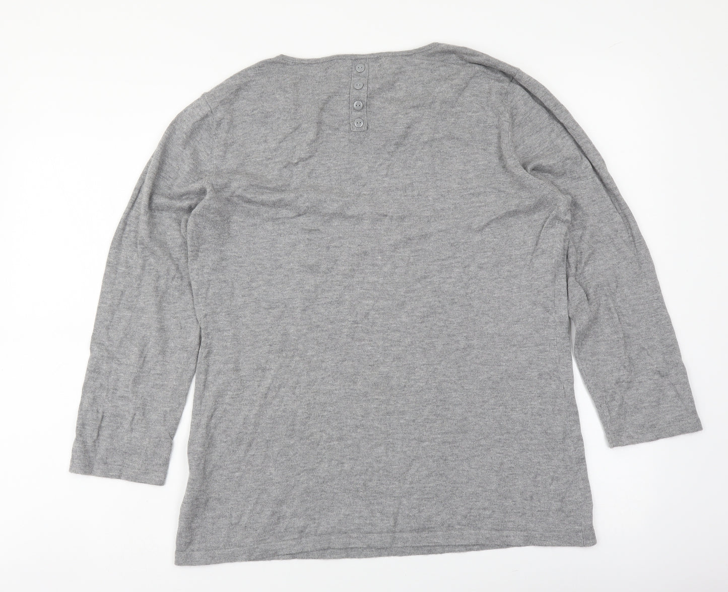 NEXT Womens Grey Round Neck Cotton Pullover Jumper Size 12