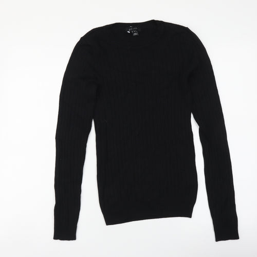 New Look Womens Black Round Neck Viscose Pullover Jumper Size 8