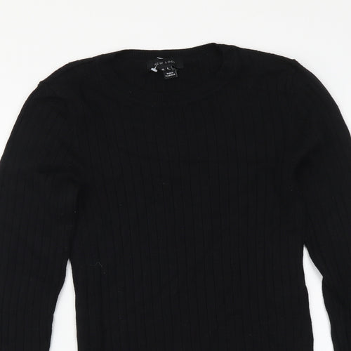 New Look Womens Black Round Neck Viscose Pullover Jumper Size 8