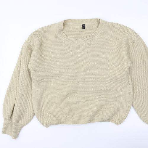 Onzie Womens Beige Round Neck Acrylic Pullover Jumper Size M