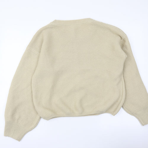 Onzie Womens Beige Round Neck Acrylic Pullover Jumper Size M