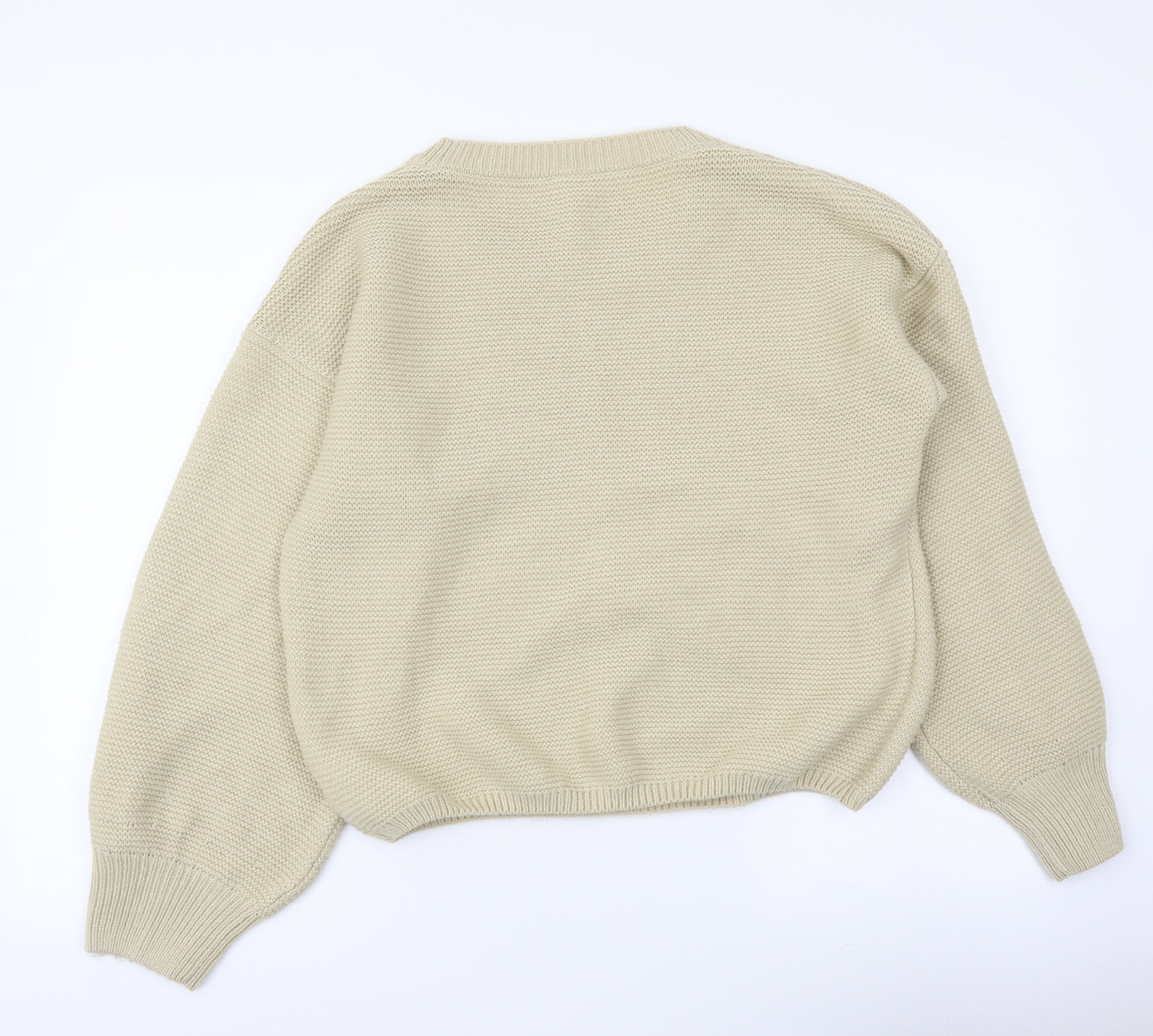 Onzie Womens Beige Round Neck Acrylic Pullover Jumper Size M