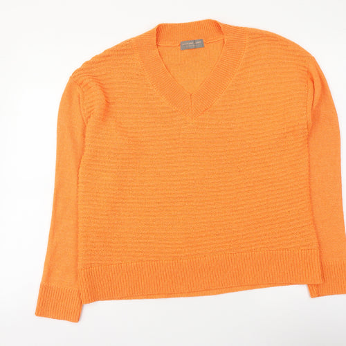Goldfame Womens Orange V-Neck Acrylic Pullover Jumper Size M