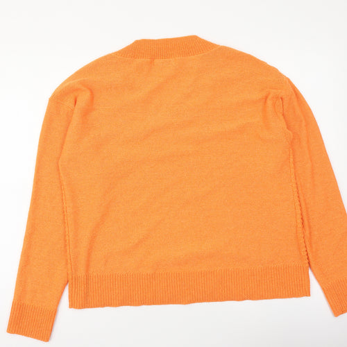 Goldfame Womens Orange V-Neck Acrylic Pullover Jumper Size M