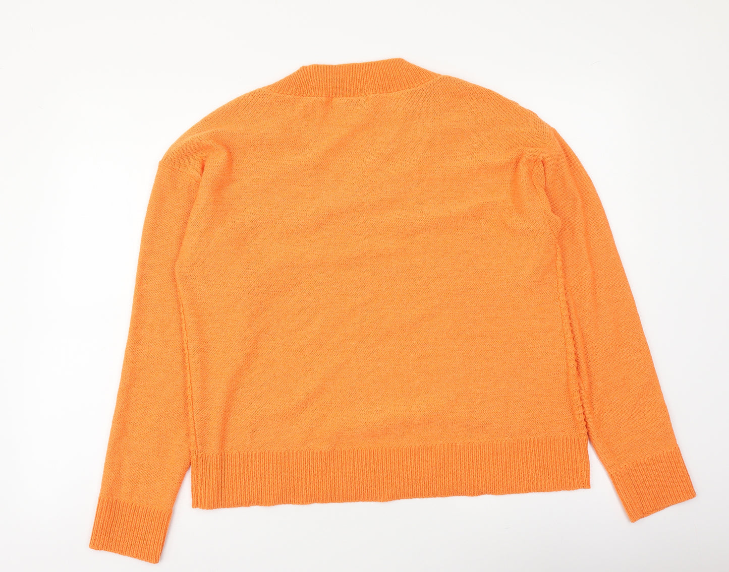 Goldfame Womens Orange V-Neck Acrylic Pullover Jumper Size M