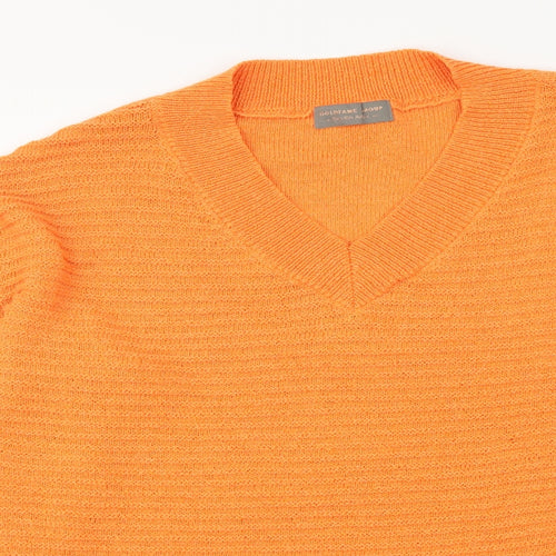 Goldfame Womens Orange V-Neck Acrylic Pullover Jumper Size M