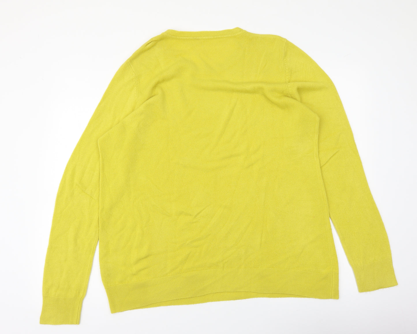 Bonmarché Womens Yellow Round Neck Acrylic Pullover Jumper Size 18