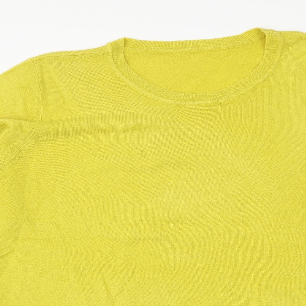 Bonmarché Womens Yellow Round Neck Acrylic Pullover Jumper Size 18