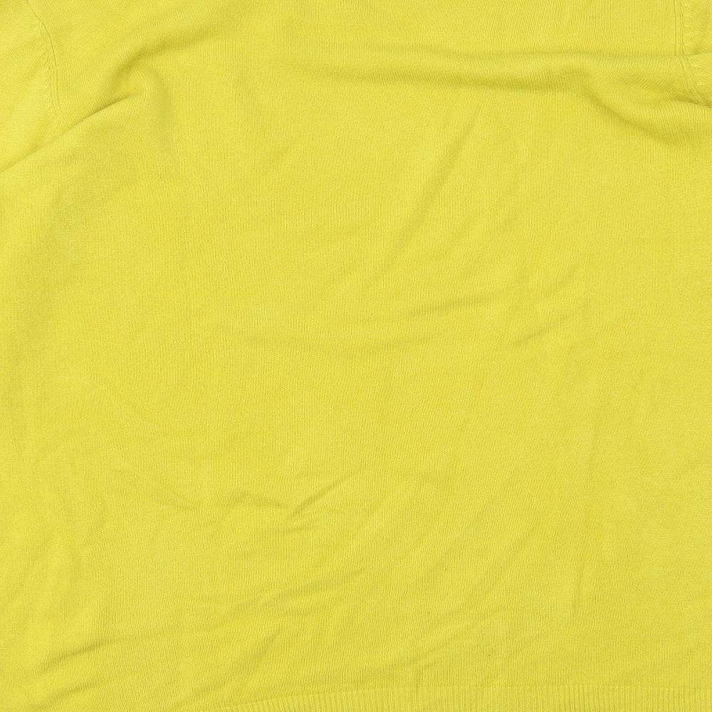Bonmarché Womens Yellow Round Neck Acrylic Pullover Jumper Size 18