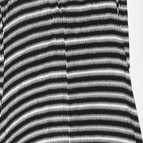 Marks and Spencer Womens Black Striped Viscose Slip Dress Size 8 V-Neck Pullover