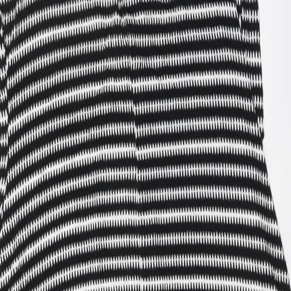 Marks and Spencer Womens Black Striped Viscose Slip Dress Size 8 V-Neck Pullover