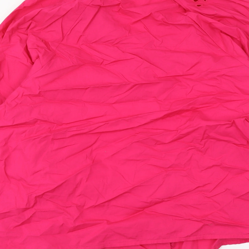 Marks and Spencer Womens Pink Cotton Basic Button-Up Size 14 V-Neck