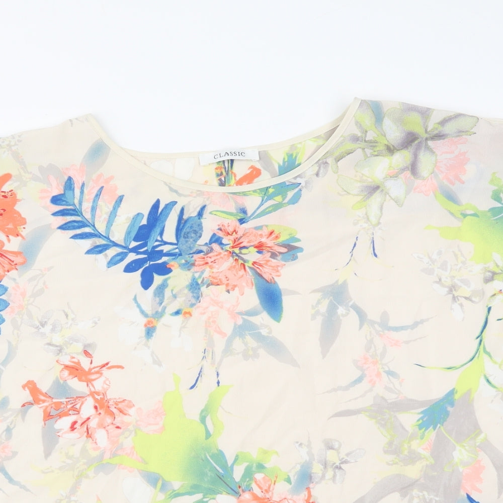 Marks and Spencer Womens Multicoloured Floral Polyester Basic Blouse Size 16 Round Neck