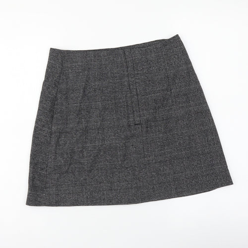 Monki Womens Grey Geometric Polyester A-Line Skirt Size M Zip