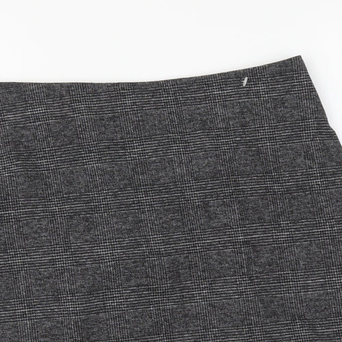 Monki Womens Grey Geometric Polyester A-Line Skirt Size M Zip