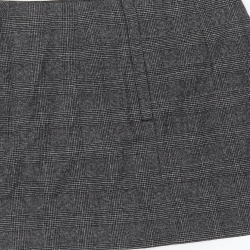 Monki Womens Grey Geometric Polyester A-Line Skirt Size M Zip