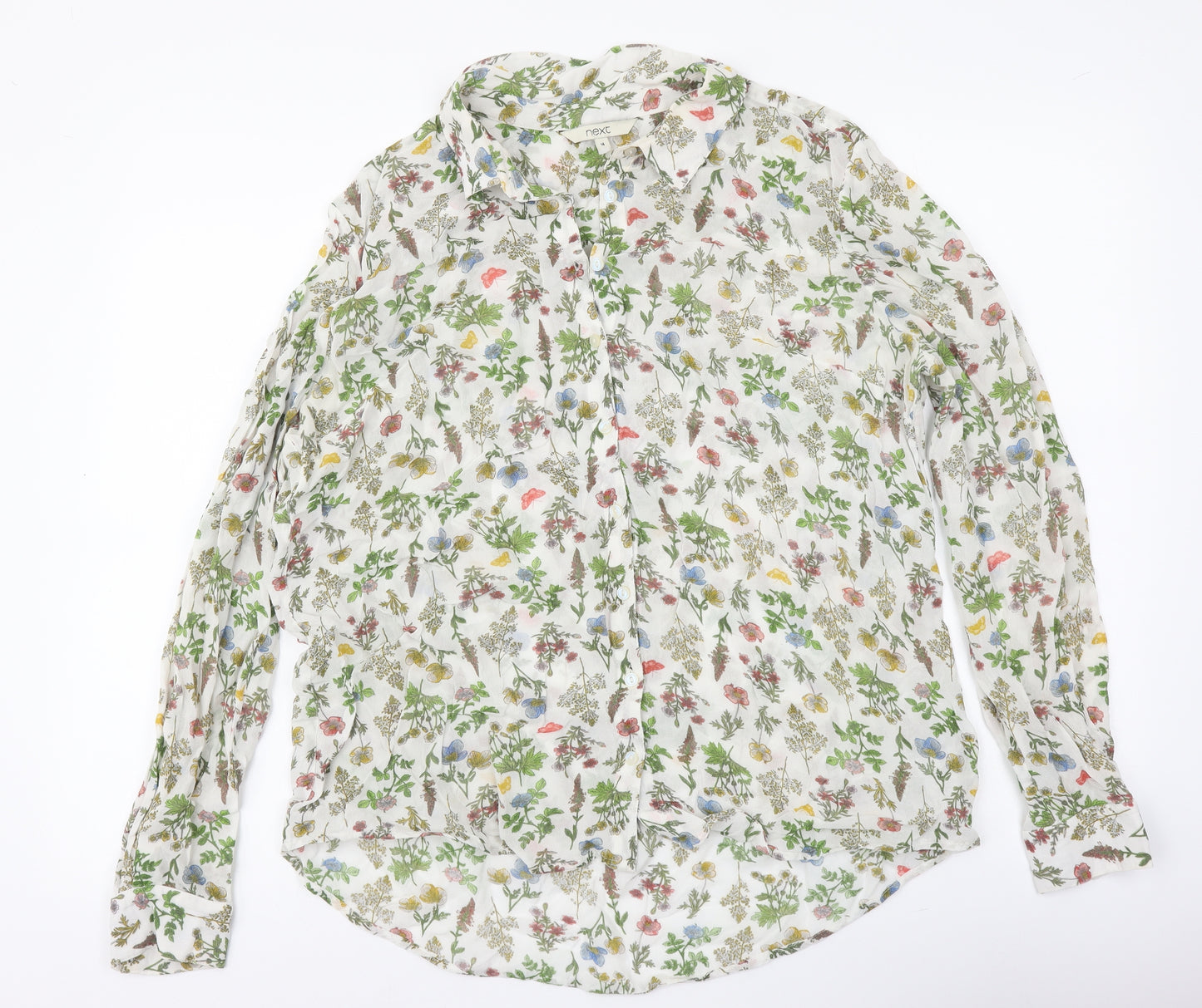 NEXT Womens Multicoloured Floral Polyester Basic Button-Up Size 14 Collared