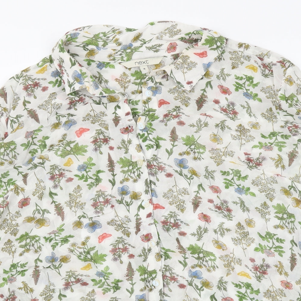 NEXT Womens Multicoloured Floral Polyester Basic Button-Up Size 14 Collared