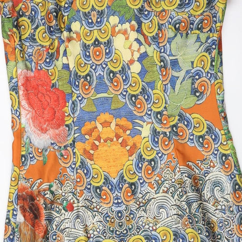 Marcia Azzi Womens Multicoloured Geometric Polyester Pencil Dress Size S Boat Neck Zip