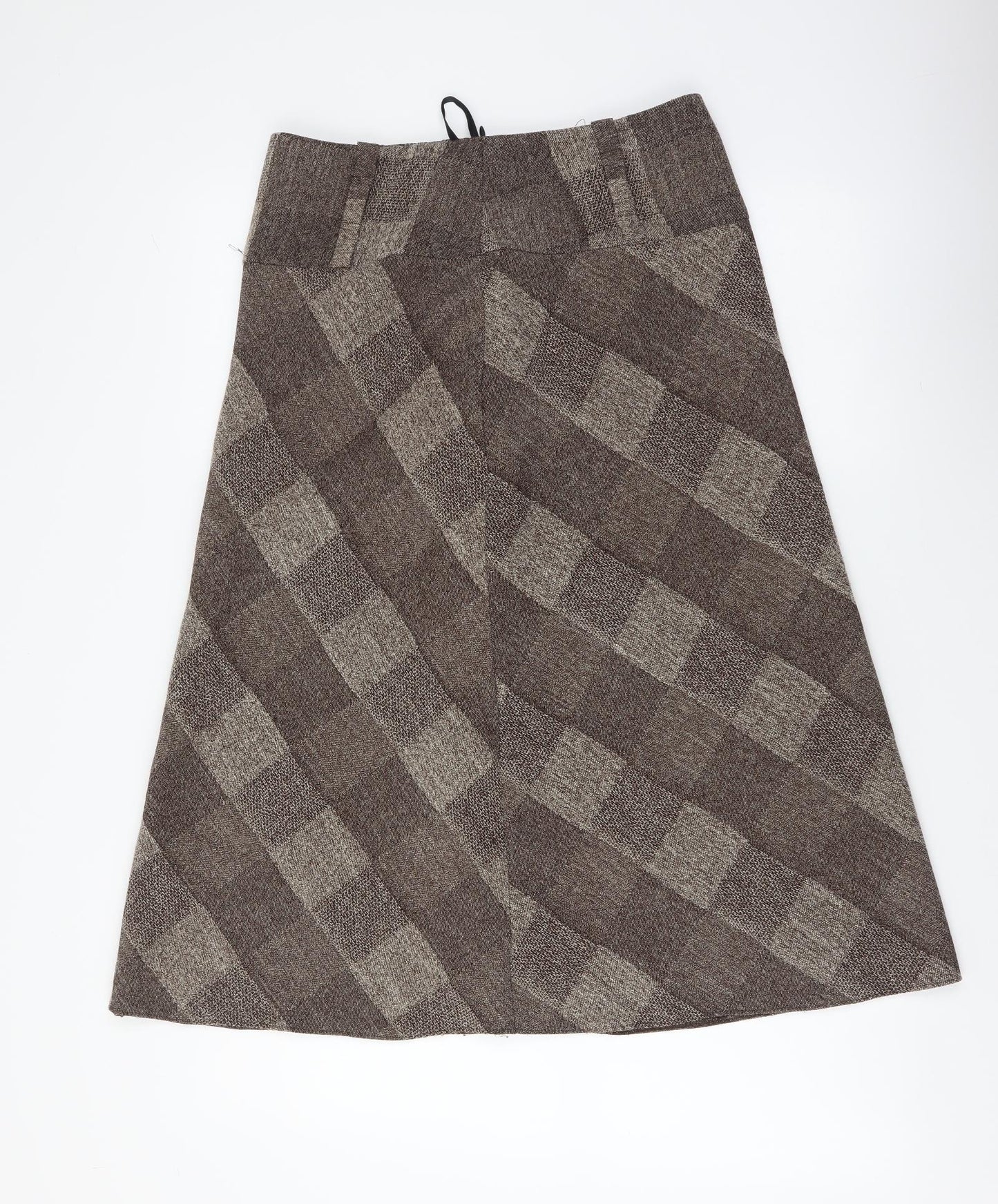 Marks and Spencer Womens Brown Geometric Polyester Flare Skirt Size 10 Zip