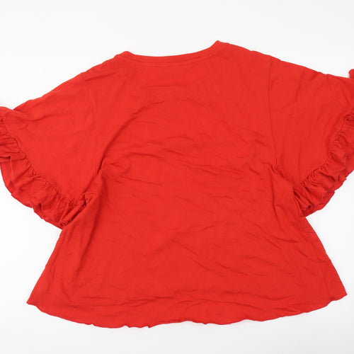 Primark Womens Red Cotton Basic T-Shirt Size S Round Neck
