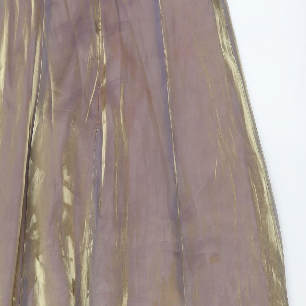 Debut Womens Pink Polyester Ball Gown Size 10 Mock Neck Zip